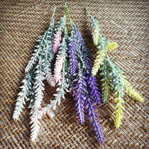 Mori diy material simulation flower headgear corsage straw hat flower sugar flower flocking green plant White Frost lavender New