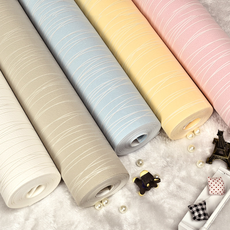 Simple modern European vertical stripe non-woven wallpaper three-dimensional pure pigment color living room bedroom TV background wallpaper