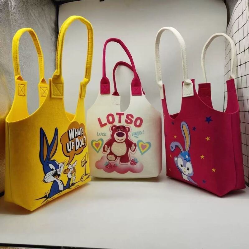 Internet-Famous Large-Capacity Cartoon Felt Tote Bag for Students, Super Cute and Adorable Bag