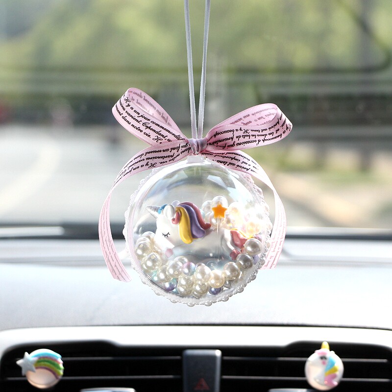 Creative Car Pendant Cute Unicorn On-board Car Pendant Butterfly Knots rear mirror hanging decorated with decorative items in the car