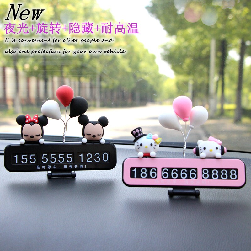 Car temporary luminous parking truck interior sunscreen hidden moving car phone number plate creative cartoon moving license plate
