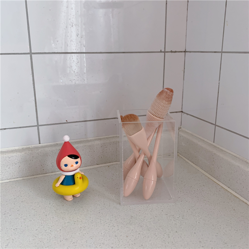chubby baby*ins transparent simple acrylic square pen holder makeup brush containing barrel table containing box-Taobao