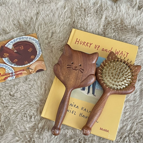 Деревянный милый кушон, подушка безопасности, портативная расческа, массажер, кот