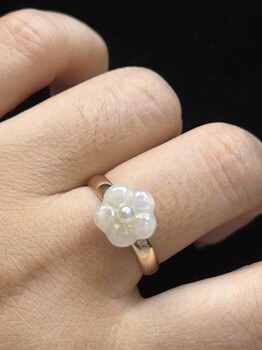 New chinese style natural myanmar a-grade jade plum blossom ring with temperament, versatile and adjustable for women 814150