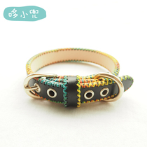 Duo Xiaodou handmade custom pet jewelry hand-sewn collar dog bell collar black color line handmade collar