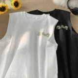 Шелковый жилет, летняя спортивная футболка без рукавов, в американском стиле, с вышивкой