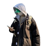 Синий демисезонный пуховик, трендовая куртка, комплект с капюшоном