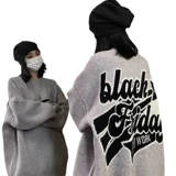 Ретро весенний трикотажный шерстяной свитер для влюбленных, в американском стиле, увеличенная толщина, круглый воротник, оверсайз