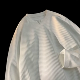 Белый весенний летний приятный телу лонгслив для отдыха, V-образный вырез, свободный крой