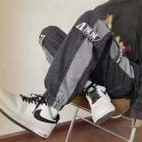 Флисовые джинсы, японские штаны, в американском стиле, оверсайз, размер, осенние