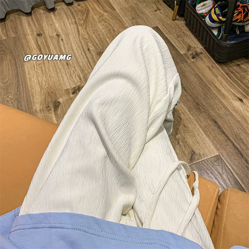 Шелковые летние тонкие штаны для отдыха, свободный прямой крой, изысканный стиль