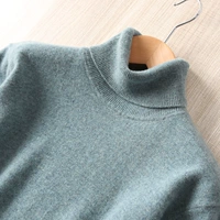 Áo len cashmere cổ cao nam rộng rãi mùa thu và mùa đông Áo len ấm áp 100% len nguyên chất phiên bản Hàn Quốc của người đứng đầu đan áo đáy - Áo len Cashmere áo giữ nhiệt nam