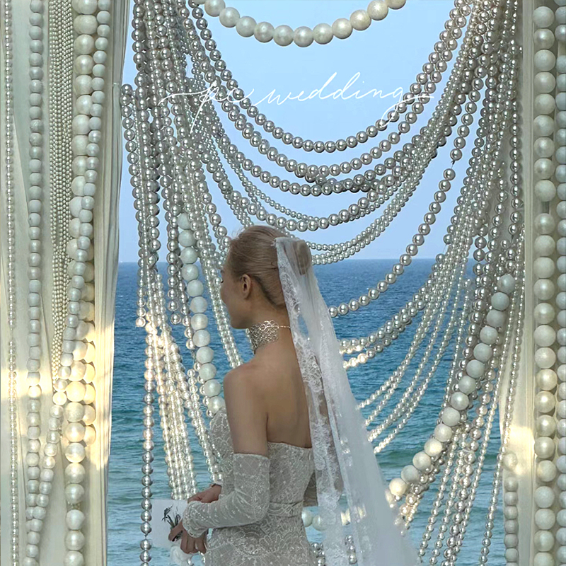 Giant Pearl String Wedding Decorations Hanging Ornaments Photo Props Background Wall Shop Display