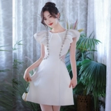 Белое вечернее платье, элитная юбка, французский стиль, изысканный стиль, подходит для подростков