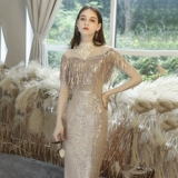 Вечернее платье, элитная золотая цветная длинная юбка, коллекция 2023, городской стиль, крой «рыбий хвост», премиум класс