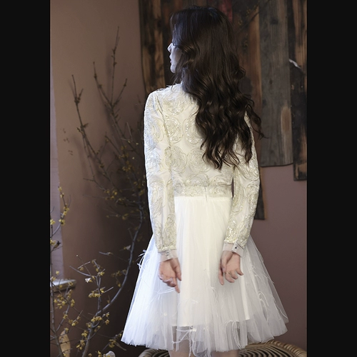 Вечернее платье, элитный демисезонный лонгслив, подходит для подростков, коллекция 2021, городской стиль, цвета шампанского, изысканный стиль