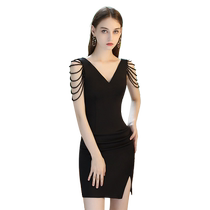 Evening dress for petite women banquet style dress high-end texture light luxury niche high-end black tassel short style