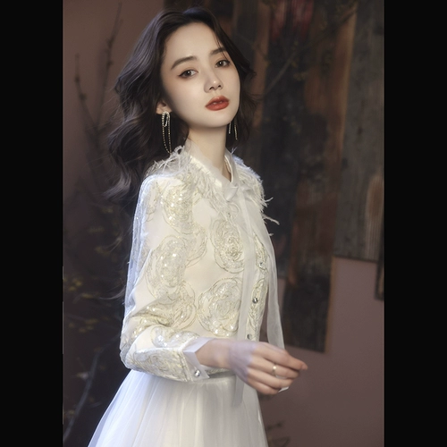 Вечернее платье, элитный демисезонный лонгслив, подходит для подростков, коллекция 2021, городской стиль, цвета шампанского, изысканный стиль