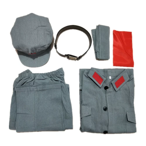 Взрослый хлопок и льняная красная армия исполнили новую четвертую армию восьмого маршрута армия Анти -японская война, мальчики, девочки, маленькая красная военная форма фильма и телевидение