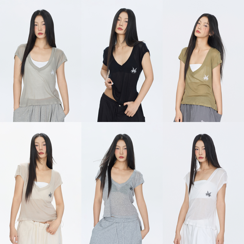 [Lyric Series] Cbxlab Street Dance Trendy Brand Slimming Soft Short-Sleeve Jazz Dance Lazy Top Trendy