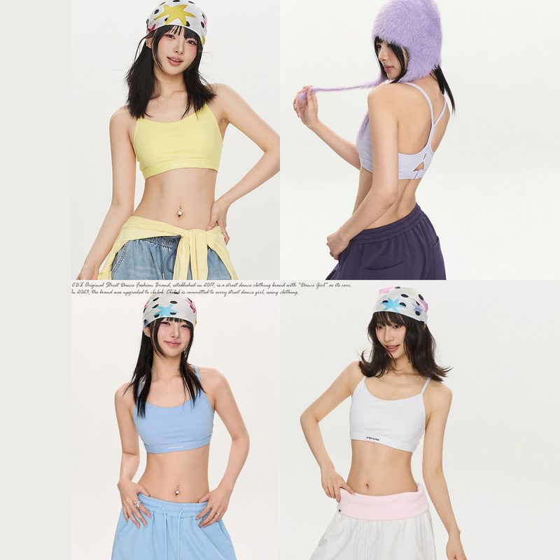 Cbxlab Street Dance Trendy Brand Simple Fitness Sports Bra for Women with Chest Pads, Hot Girl Yoga Dance Tank Top