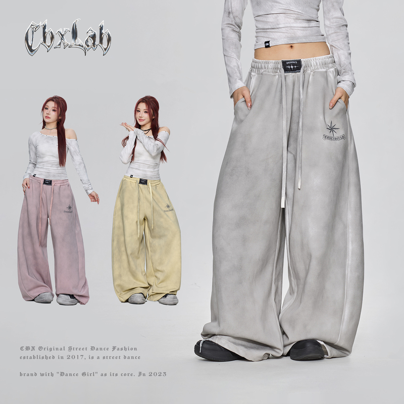 Cbxlab Street Dance Trendy Brand "Xixi Style" 2026 Summer Dirty-Dyed Banana Pants Vintage Gothic Jazz Sweatpants