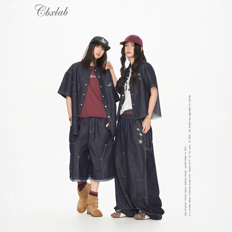 Cbxlab Street Dance Trendy Brand "Mottled Cowboy Bebop Suit" American Retro Hip-Hop Pants Jazz Hottie Shirt