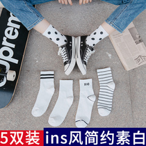 Socks womens autumn and winter socks thickened academic style ins tide in the tube socks Japanese cute wave dot streak Net red model