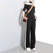 High sub pregnant woman wide leg pants loose and casual lengthened version Pregnant Woman Pants Spring Autumn Tide Moms Fashion Straight Barrel Plus Suede Pants