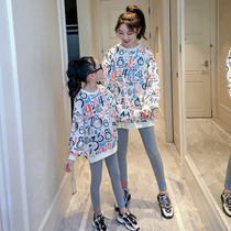 High-end parent-child dress a family of three 2021 New Korean mother and daughter fashionable foreign spring coat childrens clothing tide