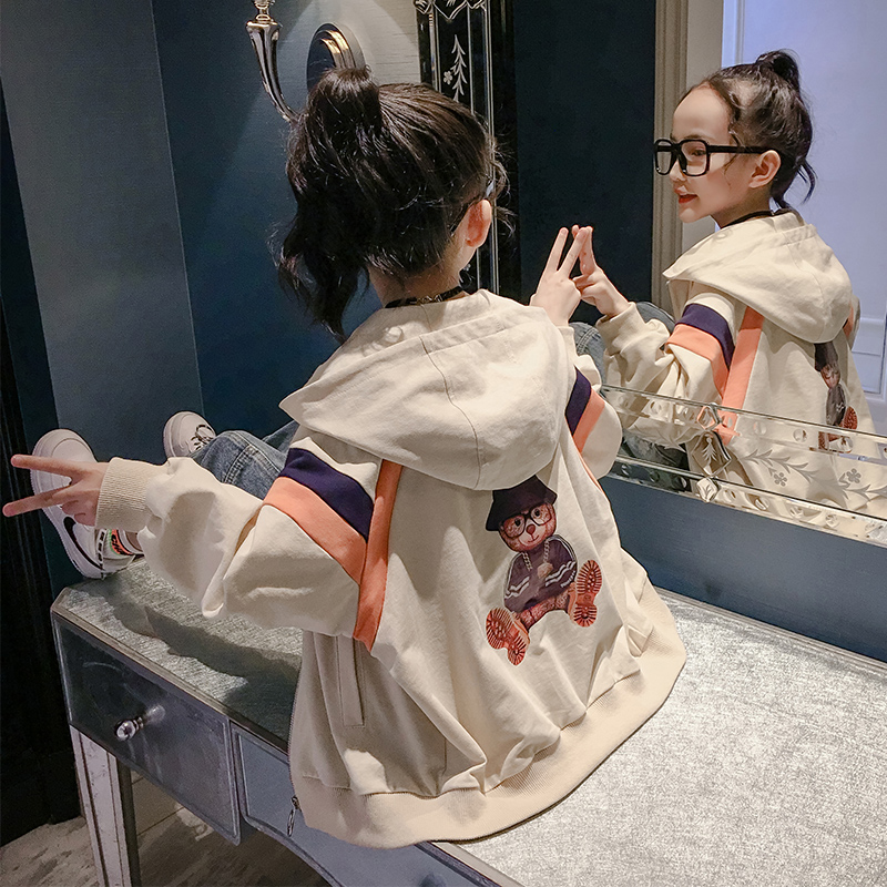 Girls spring and autumn sweater jacket 2022 new net red foreign style Korean version children's autumn big girl Korean fan tide clothes