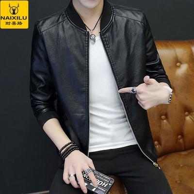【NXL】韩版新款皮衣外套男潮流立领夹克