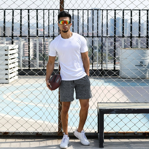 Спортивная летняя быстросохнущая одежда, баскетбольная футболка с коротким рукавом для спортзала, комплект, для бега, свободный крой