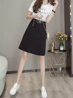 Suitable for hip thigh thick skirt female 2021 summer wild long version High waist slim a-shaped bag arm skirt