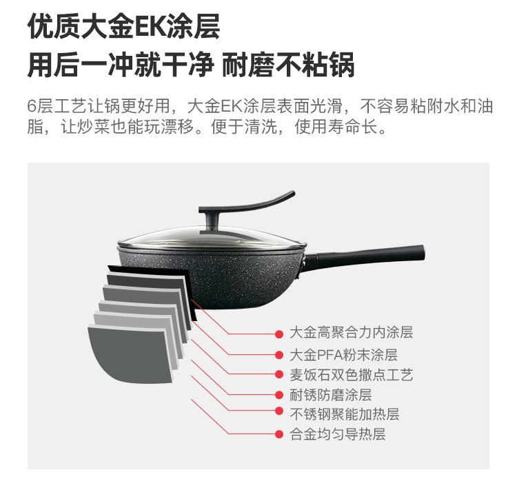 进口环保涂层：淘宝心选 麦饭石不粘涂层炒锅32cm 带可立玻璃锅盖 65元包邮 值值值-买手聚集的地方