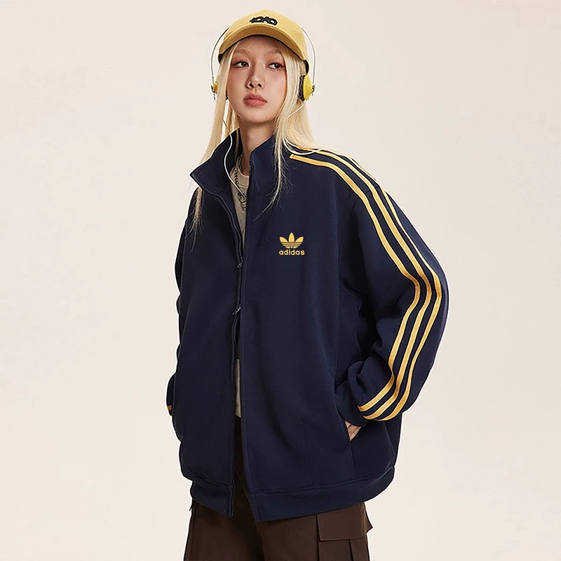 Autumn and Winter Adidas Clover Stand-Up Collar Jacket for Men and Women, Loose Casual Zipper Cardigan Jacket, Thick Autumn and Winter Adidas Clover Stand-Up Collar Jacket for Men and Women, Loose Casual Zipper Cardigan Jacket, Thick