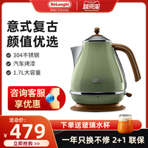 Delonghi KBO2001 Vintage Electric Kettle Kettle for Boiling Water with Automatic Power Off 304 Stainless Steel