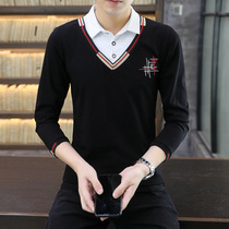 Autumn thermal underwear mens pure cotton blouses in single-piece shirt collar can be worn outside the top of the fashion youth autumné