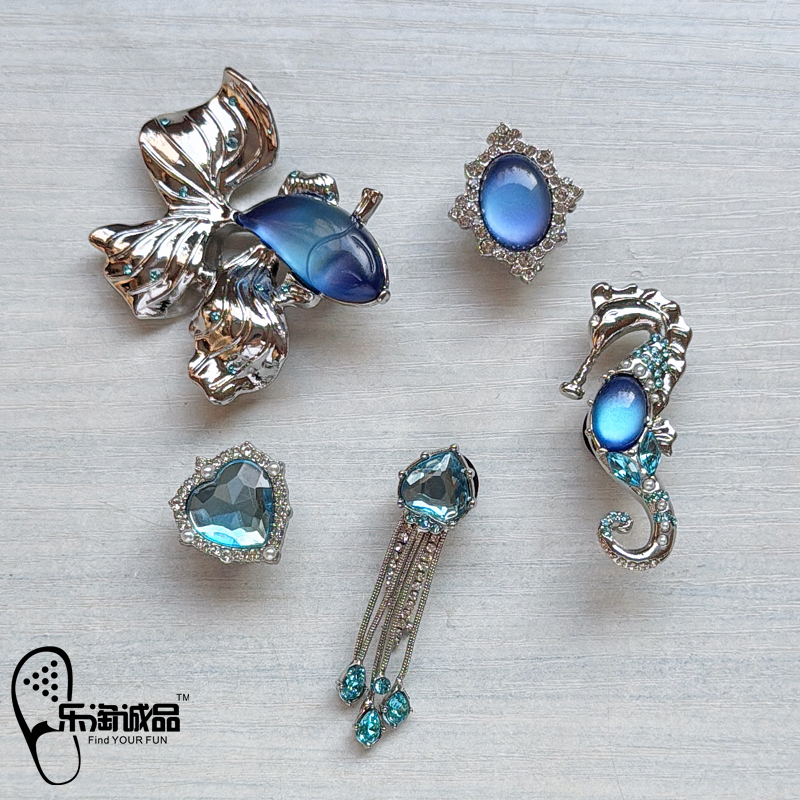 New Crocs Accessories Hole Shoe Charms, Shoe Decorations with High-Quality Metallic Moonstone Ocean Shoe Buckles for Crocs
