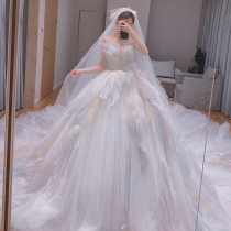 French light wedding dress 2020 new tail bandeau forest department super fairy dream dress simple 2021 small bride