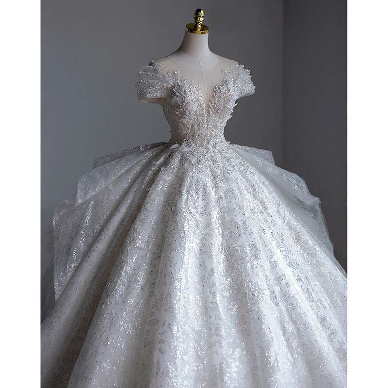 Advanced retro wedding dress, open shoulders, high-end, plus size