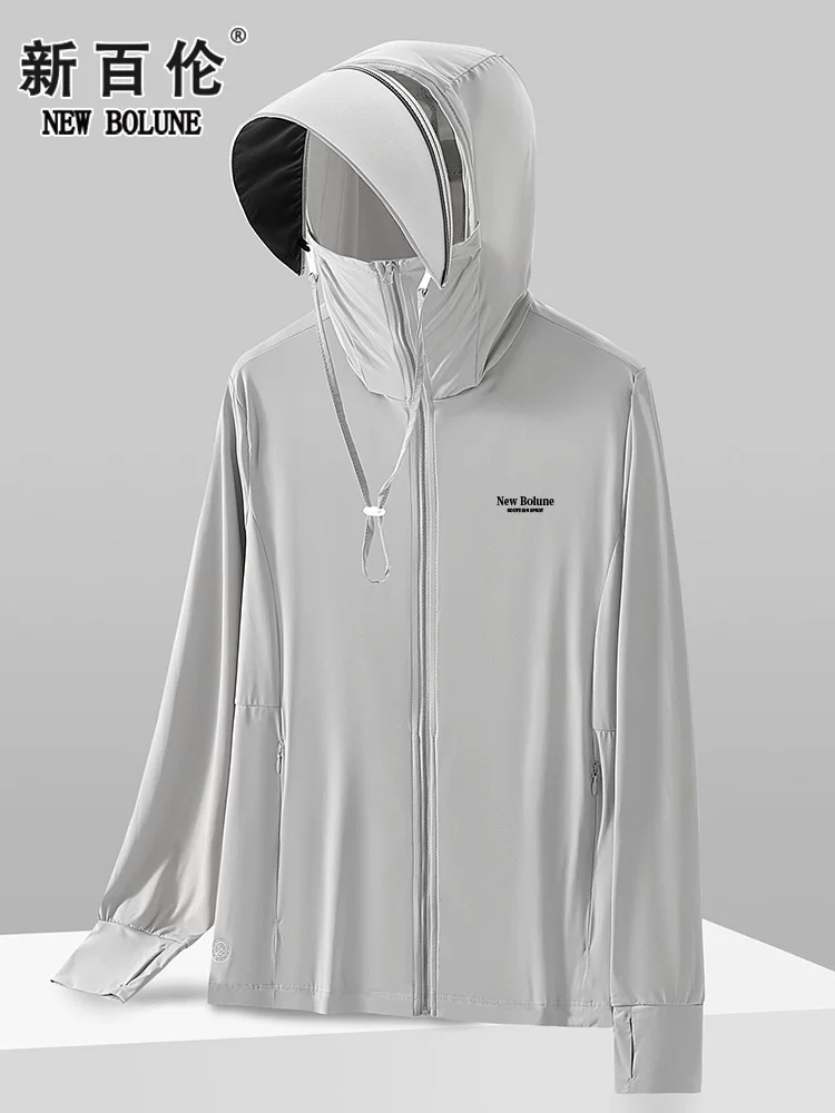 New balance, men's silk summer sun protection clothing with hood, travel jacket, UV protection