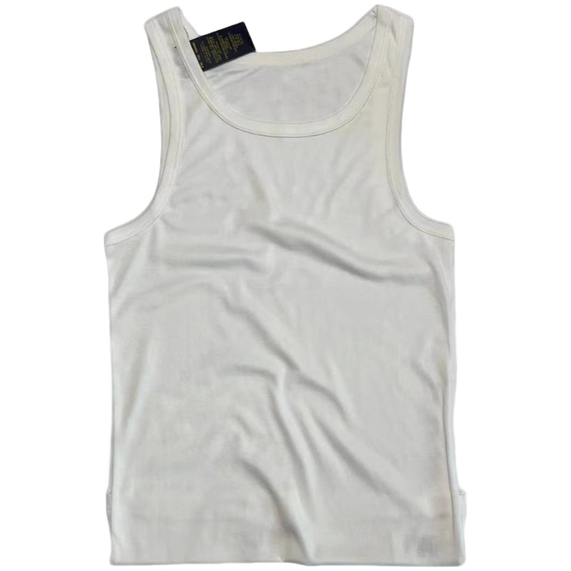 R Men's Tank Top Sweatshirt Tank Tank Vest Sports Round Neck Men's Vest Sleeveless T-Shirt White