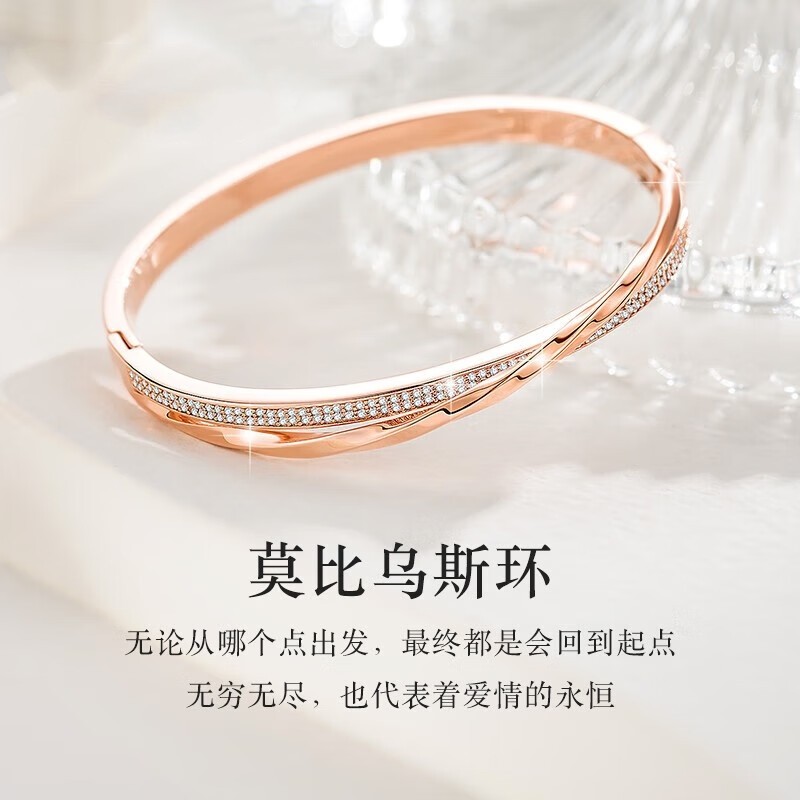正品莫比乌斯18k玫瑰金手镯女轻奢小众高级感手链送老婆生日礼物