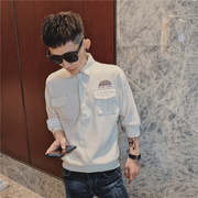 Mùa hè 2020 mới của Hàn Quốc phiên bản của chiếc áo dơi bảy tay áo T-shirt áo sơ mi xu hướng phản xạ rất cổ tích áo nhà tạo mẫu tóc.