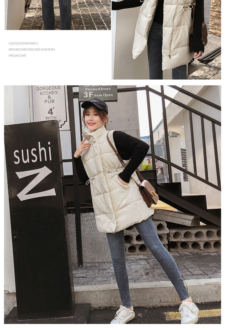Vest nữ mùa đông 2018 phiên bản Hàn Quốc mới của phần dài tự trồng DrawString xuống bông độn vest vest vest mỏng áo khoác bomber nữ