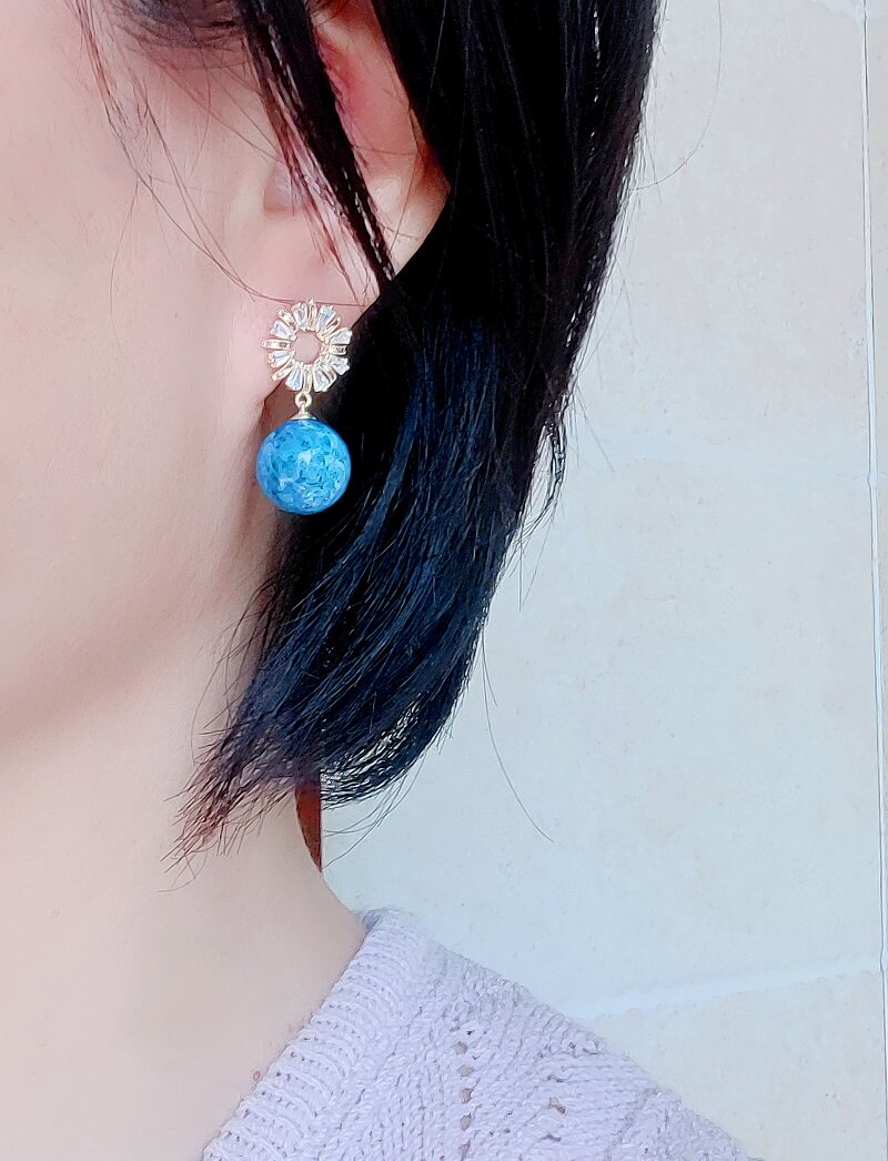 Серьги 天然凤凰蓝松耳饰高瓷绿松耳环显白个性感异象水晶时尚高级感配饰 OTHER