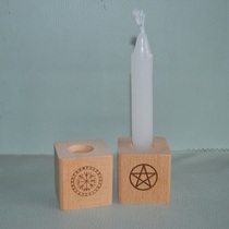 Pentor wooden Candlestick candle chalice Holy altarpiece energy altar ornaments Wood Viking compass such as nanny symbol