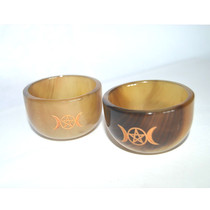 Three-phase moon horn cup carving Bowl pentagram small Bowl props Pentacle Altar Bowl