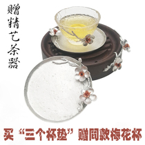 Pure tin coaster three-dimensional plum blossom branch Japanese hand-made tea cup tray tea ceremony tea set accessories tin pot bearing